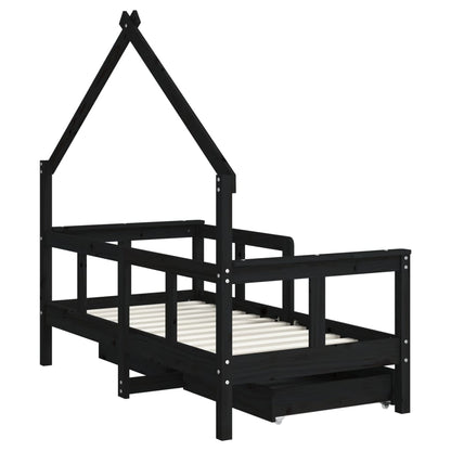 Kinderbett mit Schubladen Massivholz Kiefer 70x140 cm - 90x200 cm - Yekta