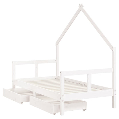 Kinderbett mit Schubladen Massivholz Kiefer 70x140 cm - 90x200 cm - Yekta