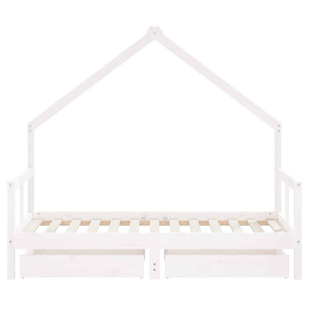 Kinderbett mit Schubladen Massivholz Kiefer 70x140 cm - 90x200 cm - Yekta