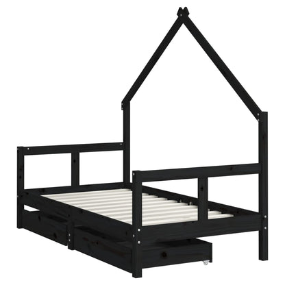 Kinderbett mit Schubladen Massivholz Kiefer 70x140 cm - 90x200 cm - Yekta