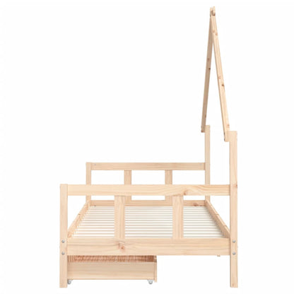 Kinderbett mit Schubladen Massivholz Kiefer 70x140 cm - 90x200 cm - Yekta