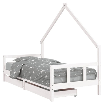 Kinderbett mit Schubladen Massivholz Kiefer 70x140 cm - 90x200 cm - Yekta