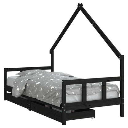 Kinderbett mit Schubladen Massivholz Kiefer 70x140 cm - 90x200 cm - Yekta