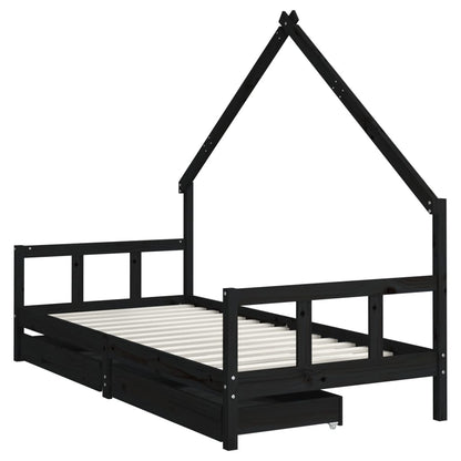 Kinderbett mit Schubladen Massivholz Kiefer 70x140 cm - 90x200 cm - Yekta