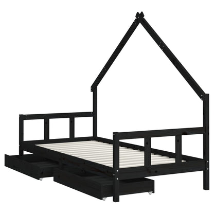 Kinderbett mit Schubladen Massivholz Kiefer 70x140 cm - 90x200 cm - Yekta
