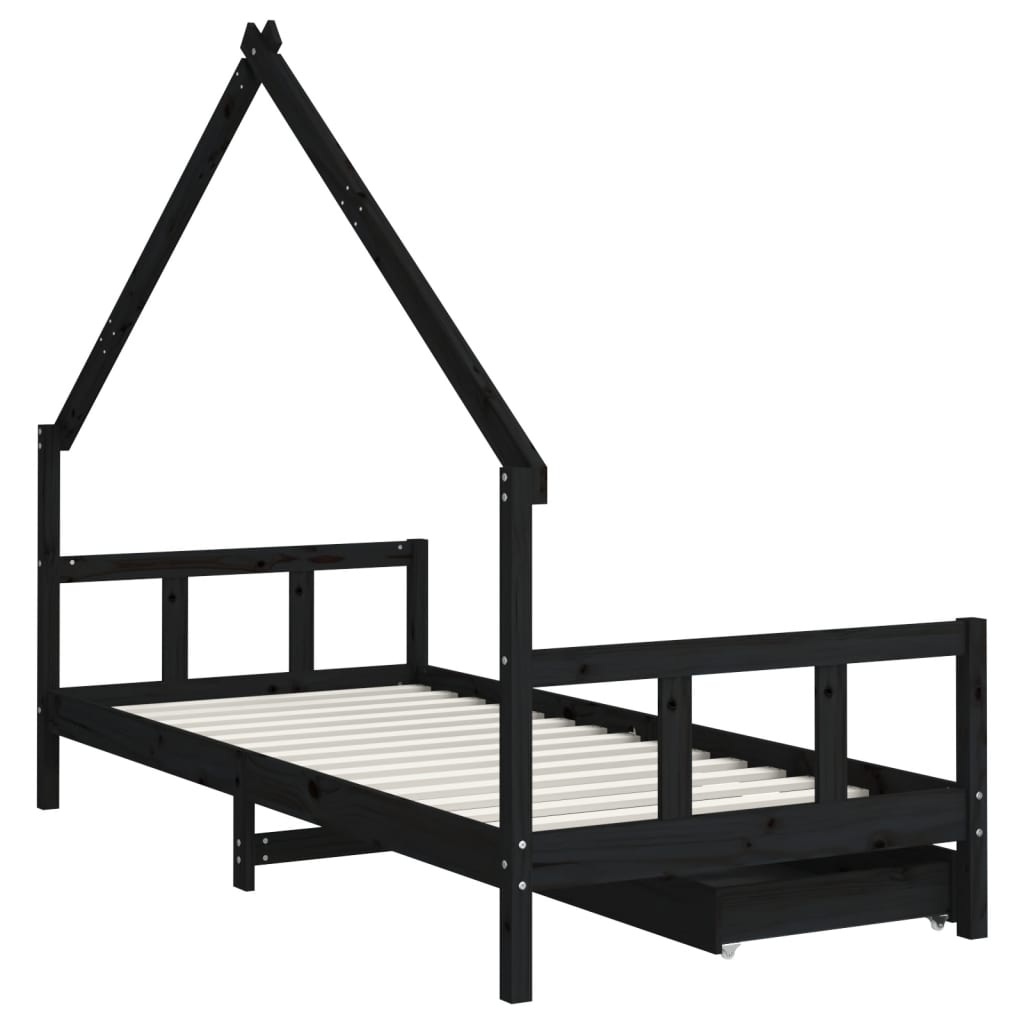Kinderbett mit Schubladen Massivholz Kiefer 70x140 cm - 90x200 cm - Yekta