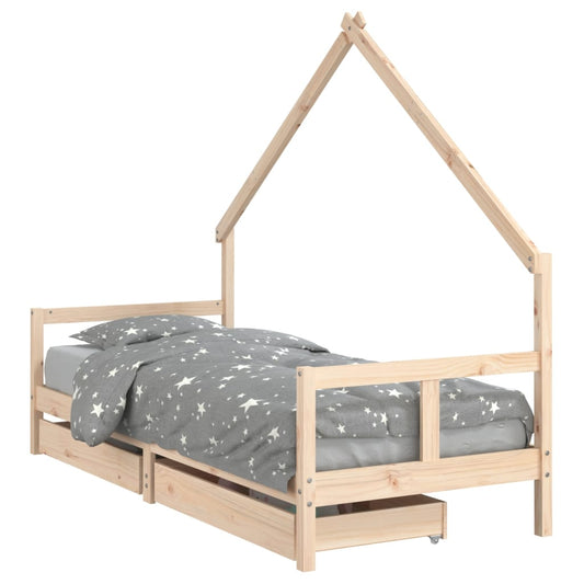 Kinderbett mit Schubladen Massivholz Kiefer 70x140 cm - 90x200 cm - Yekta