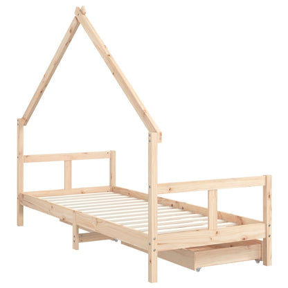Kinderbett mit Schubladen Massivholz Kiefer 70x140 cm - 90x200 cm - Yekta