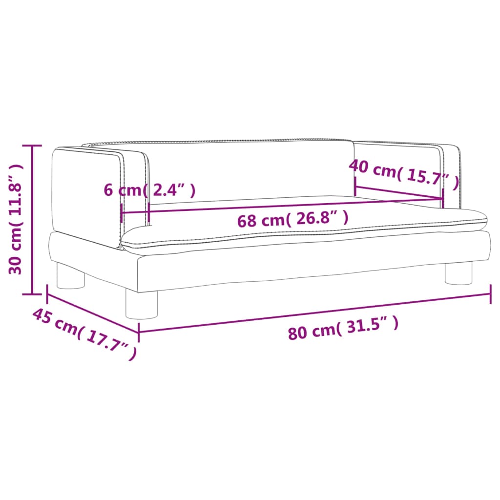 Kindersofa Samt 60x40x30 cm und 80x45x30 cm - Yekta
