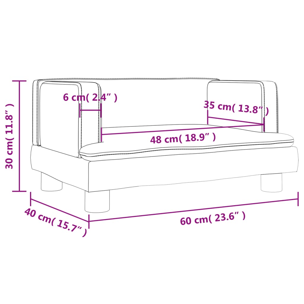 Kindersofa Samt 60x40x30 cm und 80x45x30 cm - Yekta