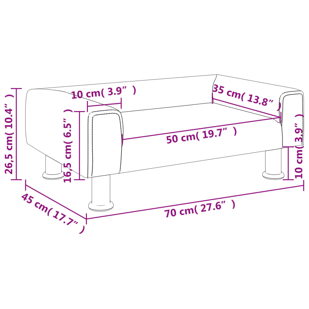 Kindersofa Samt 50x40x26,5 cm und 70x45x26,5 cm in verschiedenen Farben - Yekta