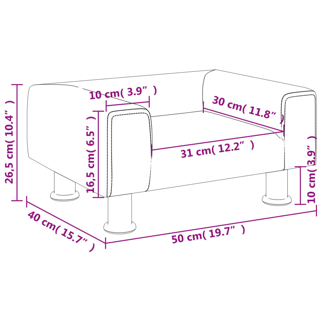 Kindersofa Samt 50x40x26,5 cm und 70x45x26,5 cm in verschiedenen Farben - Yekta