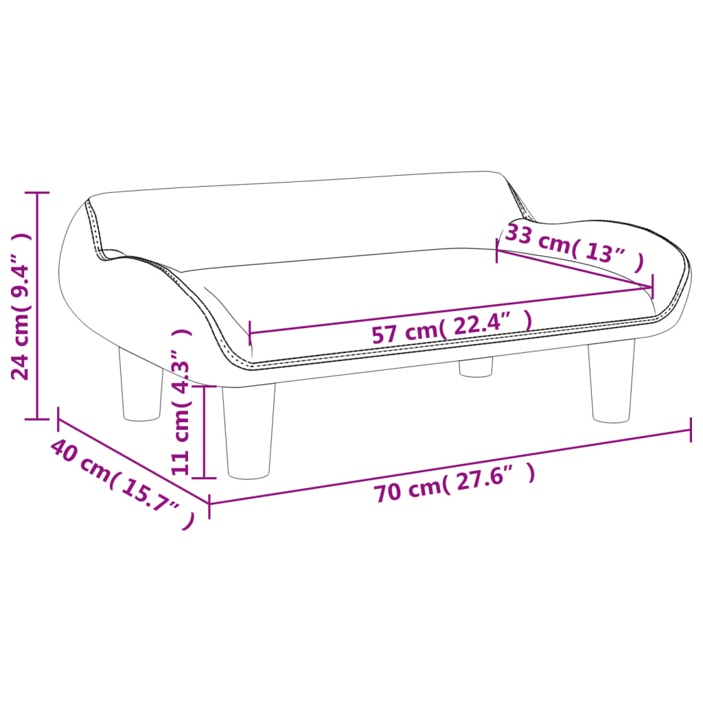 Kindersofa 70x40x24 cm Samt - Yekta