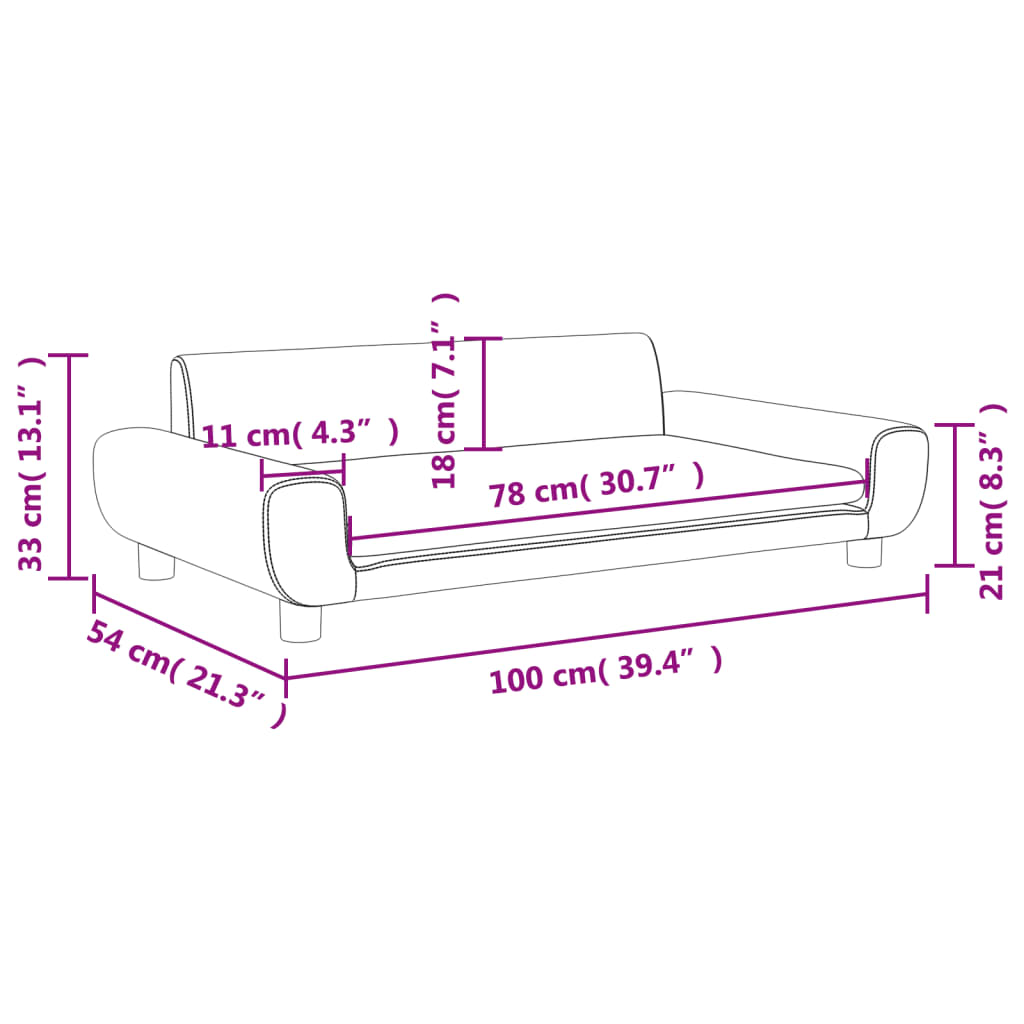 Kindersofa Samt 100x54x33 cm und 70x45x33 cm - Verschiedene Farben verfügbar - Yekta