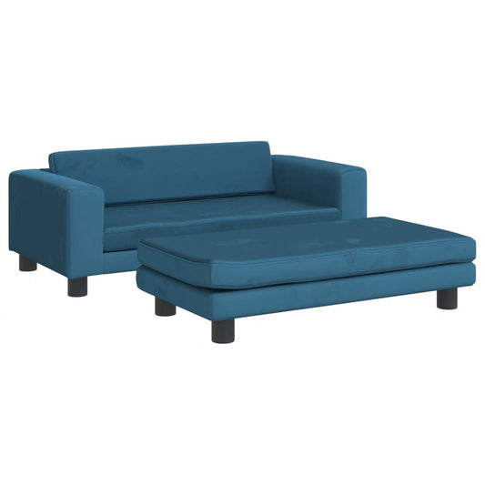 Kindersofa mit Hocker 100x50x30 cm Samt - Yekta