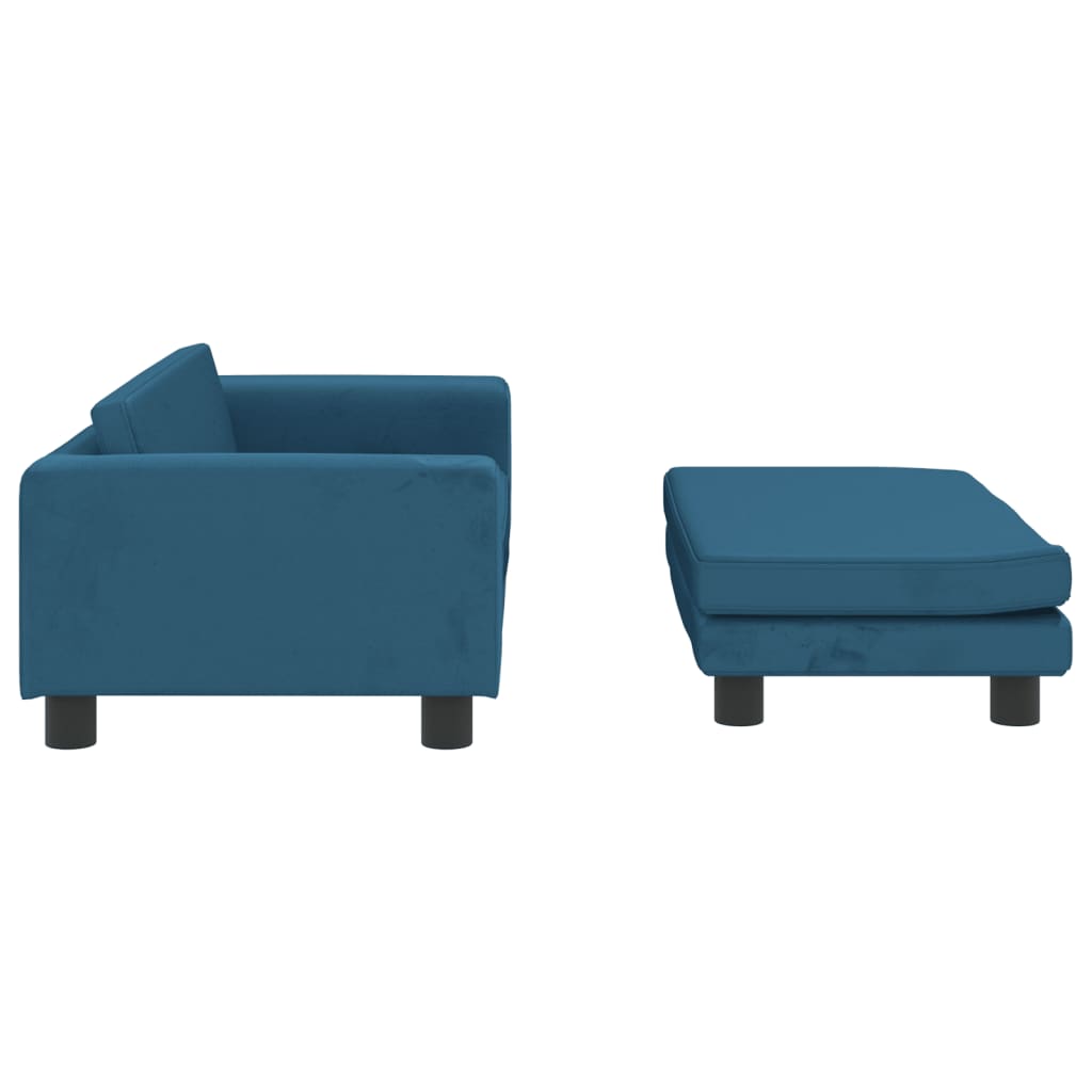 Kindersofa mit Hocker 100x50x30 cm Samt - Yekta