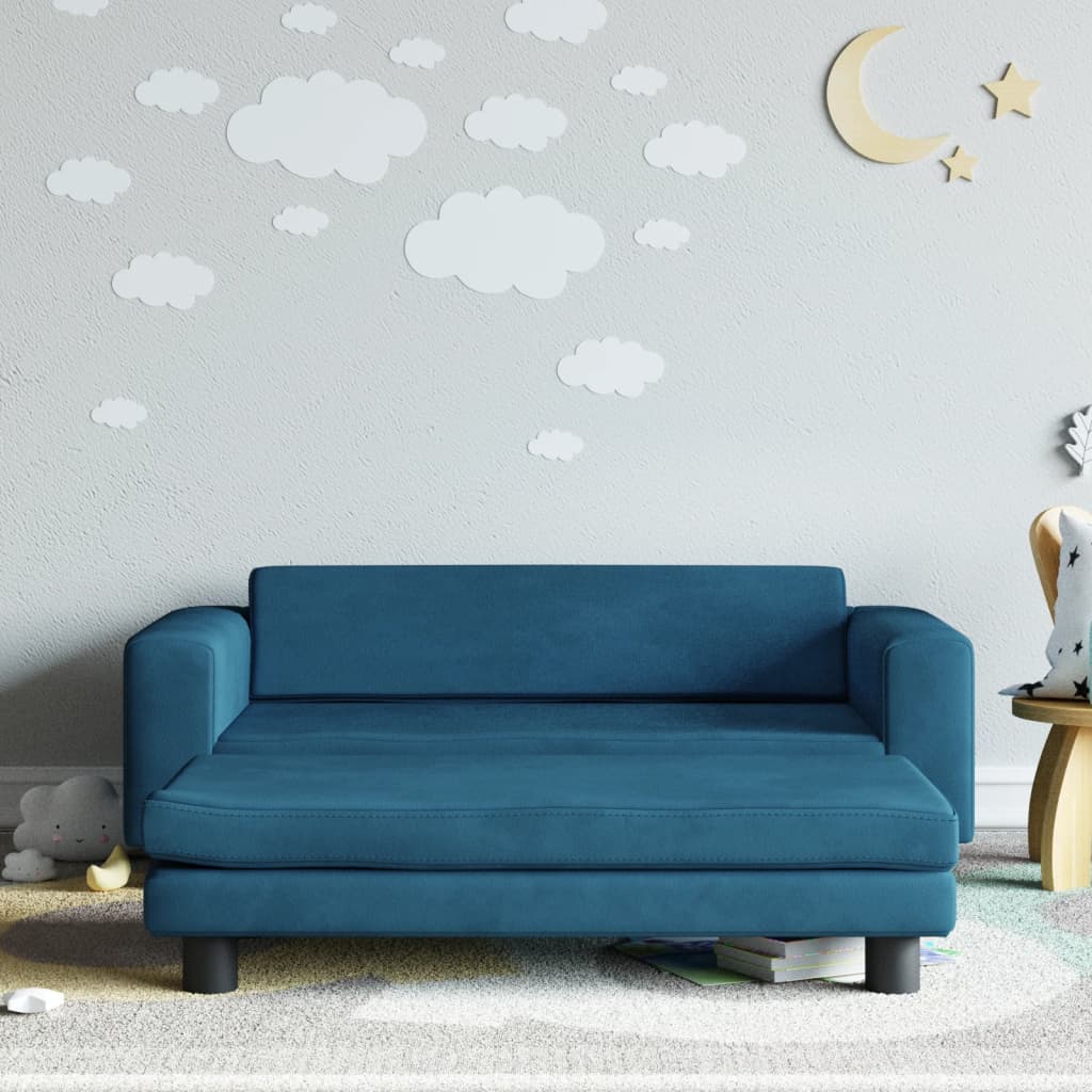 Kindersofa mit Hocker 100x50x30 cm Samt - Yekta