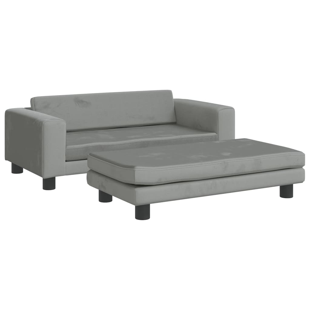 Kindersofa mit Hocker 100x50x30 cm Samt - Yekta