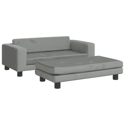 Kindersofa mit Hocker 100x50x30 cm Samt - Yekta