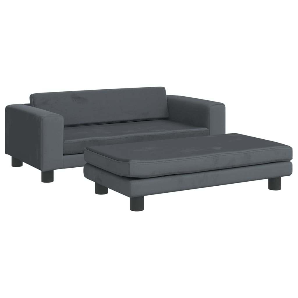Kindersofa mit Hocker 100x50x30 cm Samt - Yekta