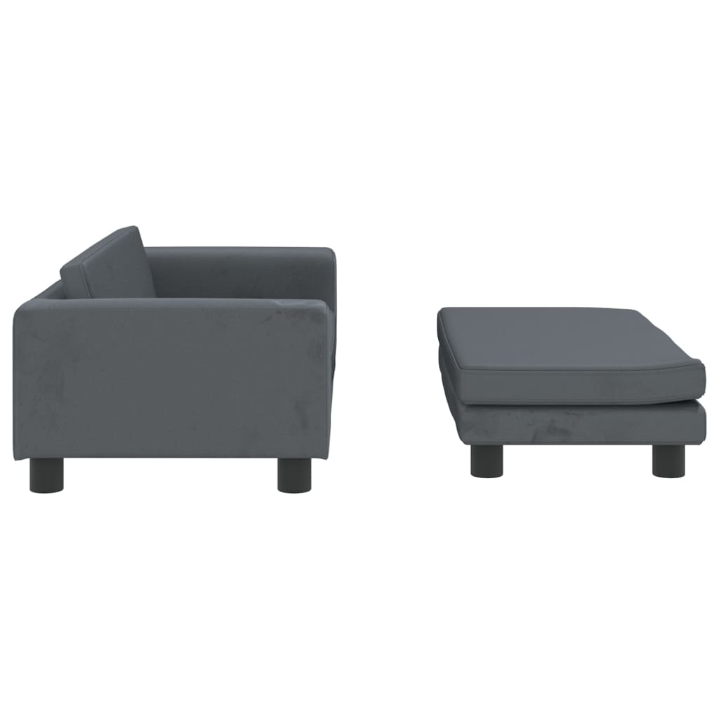 Kindersofa mit Hocker 100x50x30 cm Samt - Yekta