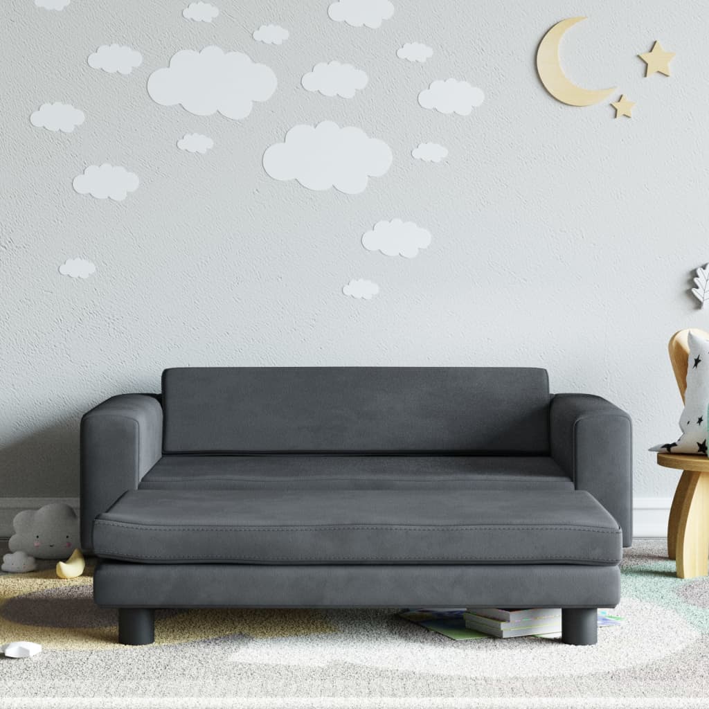 Kindersofa mit Hocker 100x50x30 cm Samt - Yekta