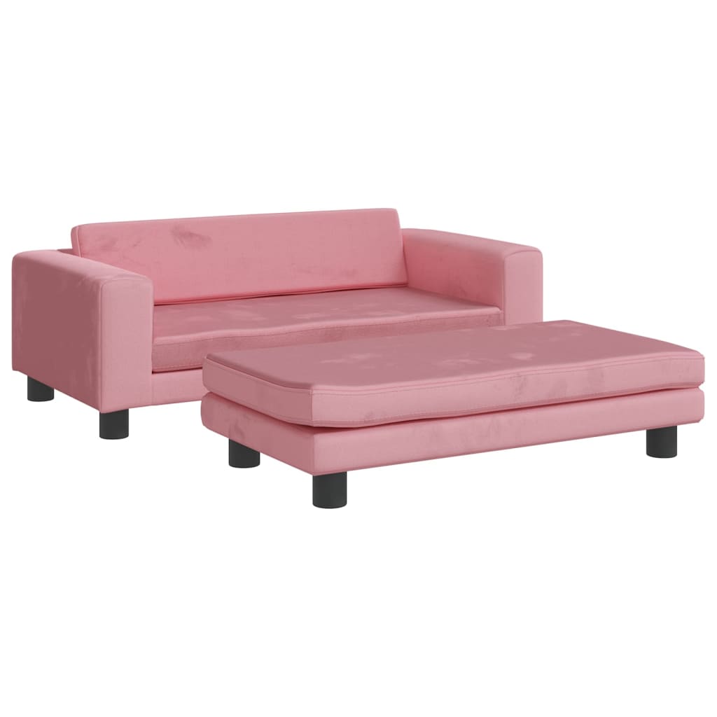 Kindersofa mit Hocker 100x50x30 cm Samt - Yekta