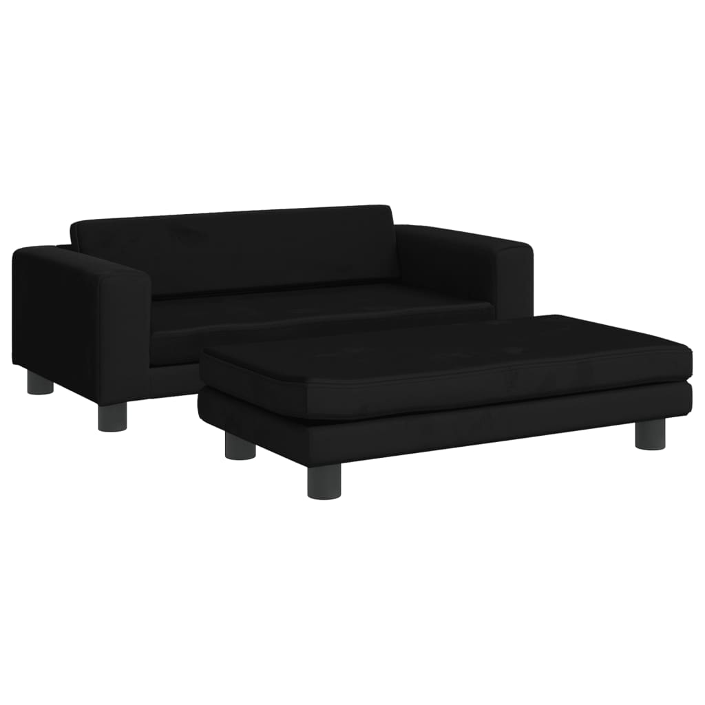 Kindersofa mit Hocker 100x50x30 cm Samt - Yekta