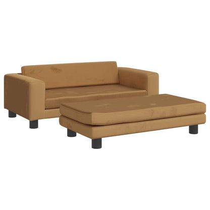 Kindersofa mit Hocker 100x50x30 cm Samt - Yekta