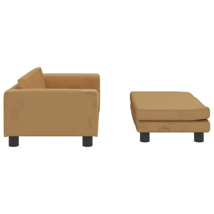 Kindersofa mit Hocker 100x50x30 cm Samt - Yekta