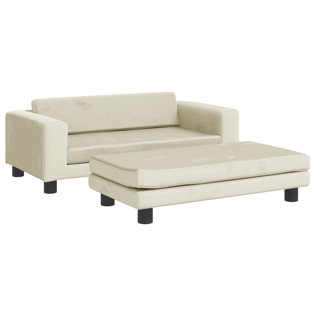 Kindersofa mit Hocker 100x50x30 cm Samt - Yekta