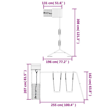 Spielturm aus imprägniertem Kiefernholz und massivem Douglasien- und Kiefernholz