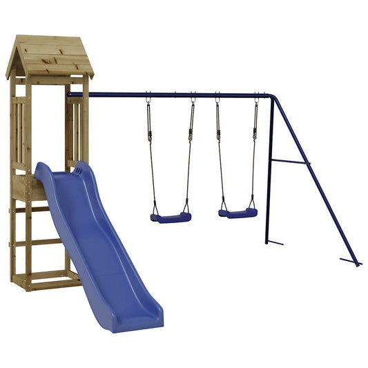 Spielturm aus imprägniertem Kiefernholz und massivem Douglasie und Kiefer