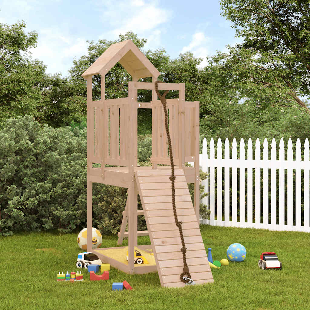 Spielturm mit Kletterwand aus imprägniertem Kiefernholz und Massivholz Douglasie
