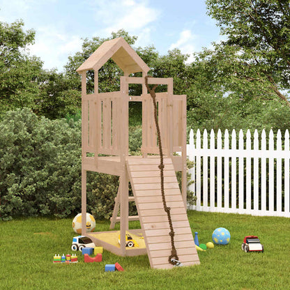 Spielturm mit Kletterwand aus imprägniertem Kiefernholz und Massivholz Douglasie