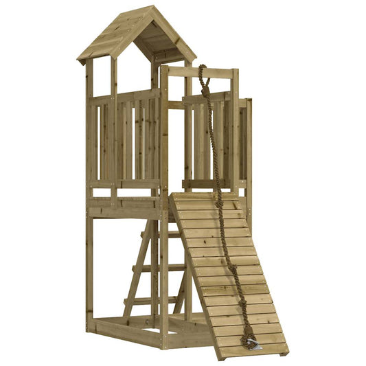 Spielturm mit Kletterwand aus imprägniertem Kiefernholz und Massivholz Douglasie