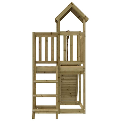 Spielturm mit Kletterwand aus imprägniertem Kiefernholz und Massivholz Douglasie