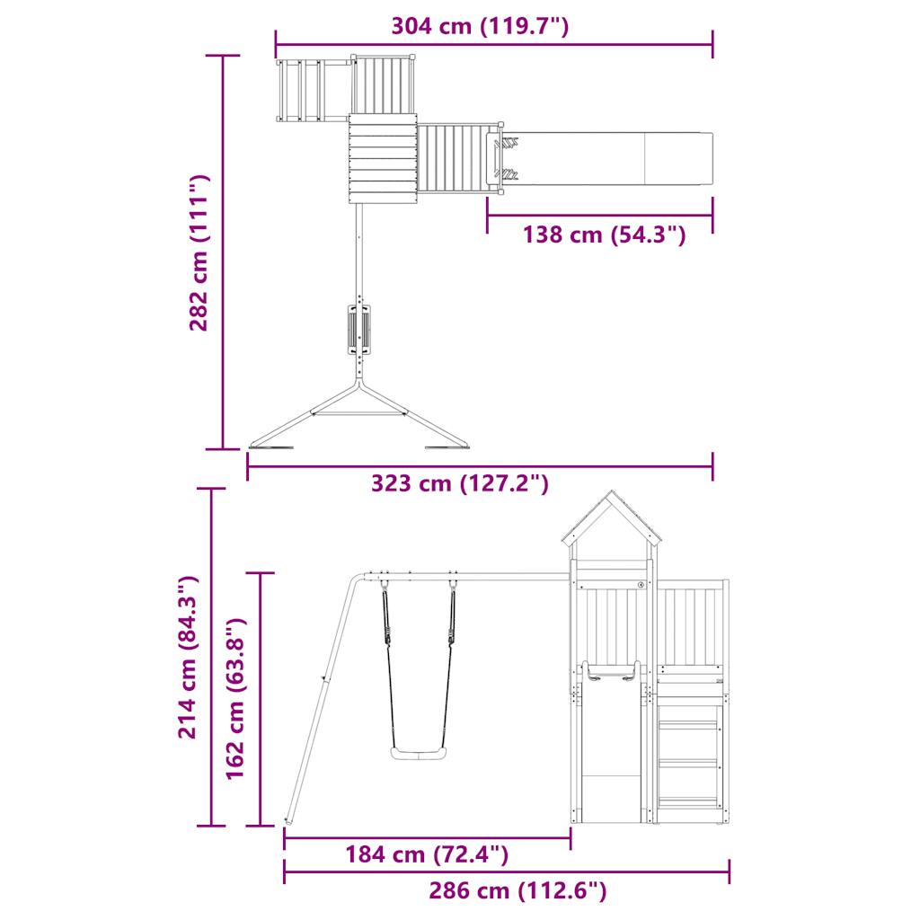 Spielturm aus imprägniertem Kiefernholz und massivem Douglasien- und Kiefernholz