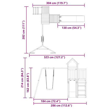 Spielturm aus imprägniertem Kiefernholz und massivem Douglasien- und Kiefernholz