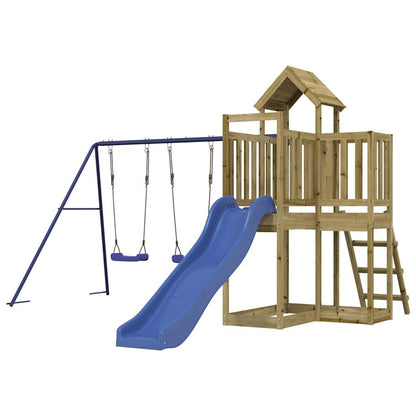 Spielturm aus imprägniertem Kiefernholz und massivem Douglasien- und Kiefernholz
