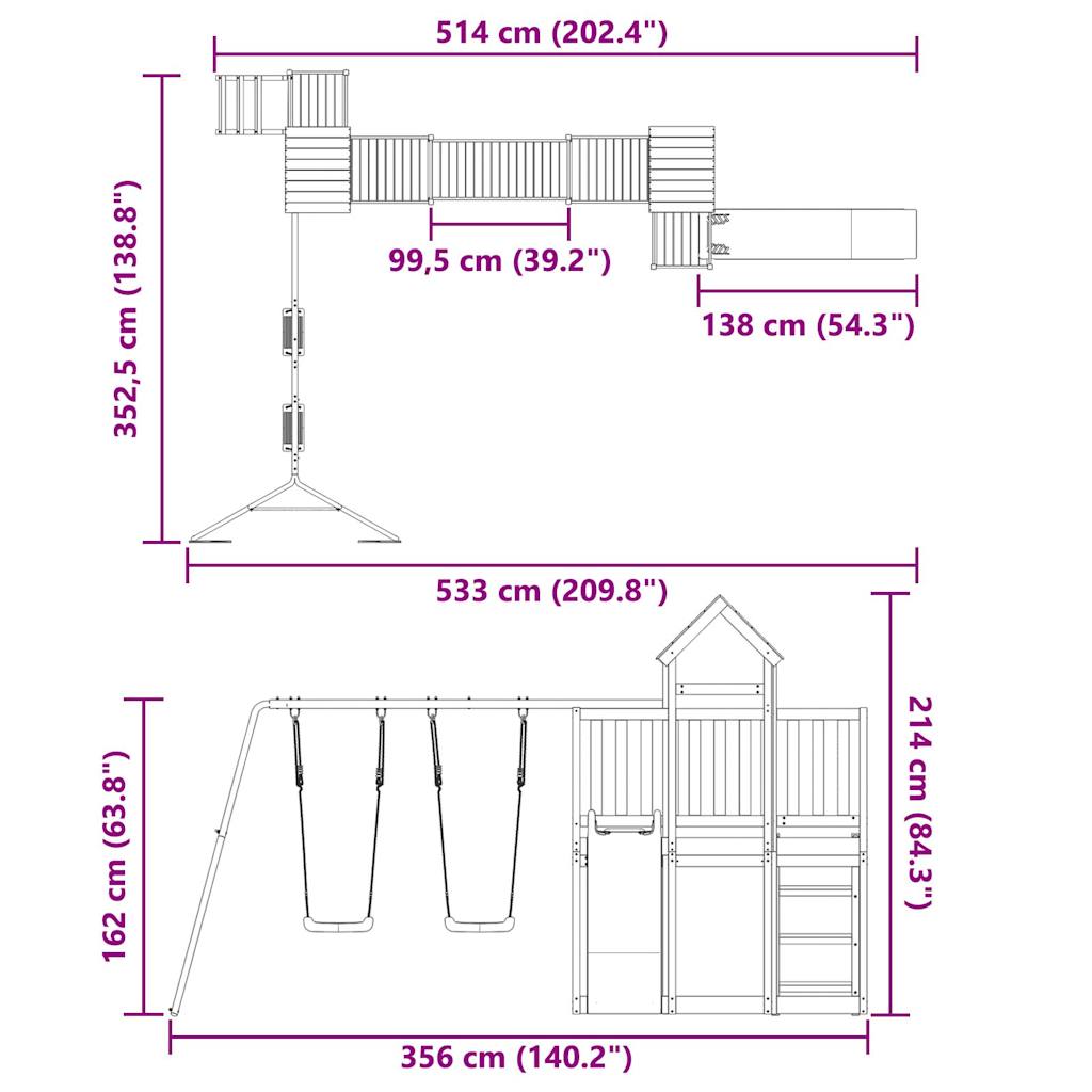 Spielturm aus imprägniertem Kiefernholz und massivem Douglasien- und Kiefernholz