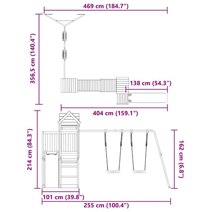 Spielturm aus imprägniertem Kiefernholz und massivem Douglasien- und Kiefernholz