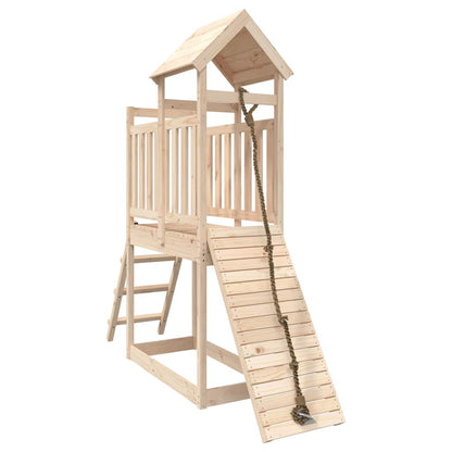 Spielturm mit Kletterwand aus imprägniertem Kiefernholz und Douglasie Massivholz