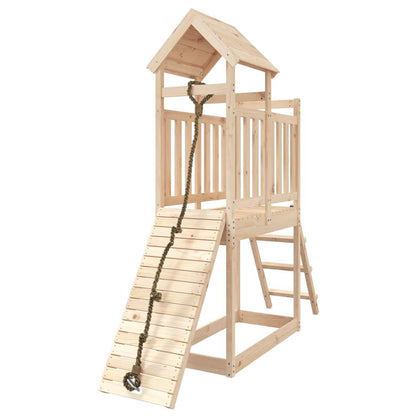 Spielturm mit Kletterwand aus imprägniertem Kiefernholz und Douglasie Massivholz