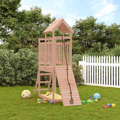 Spielturm mit Kletterwand aus imprägniertem Kiefernholz und Douglasie Massivholz