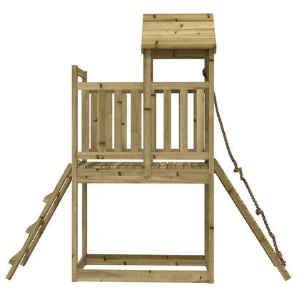 Spielturm mit Kletterwand aus imprägniertem Kiefernholz und Douglasie Massivholz
