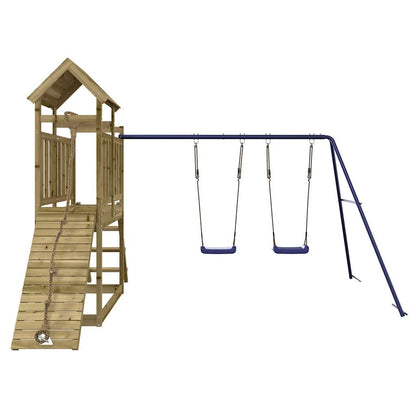 Spielturm aus imprägniertem Kiefernholz und massivem Douglasien- und Kiefernholz