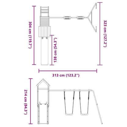 Spielturm aus imprägniertem Kiefernholz und massivem Douglasien- und Kiefernholz