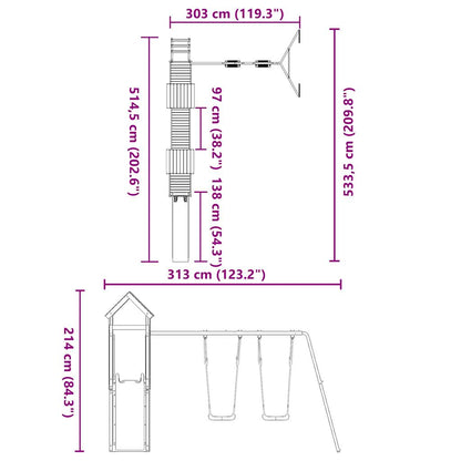 Spielturm aus imprägniertem Kiefernholz und massivem Douglasien- und Kiefernholz
