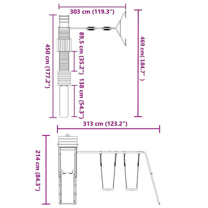 Spielturm aus imprägniertem Kiefernholz und massivem Douglasien- und Kiefernholz